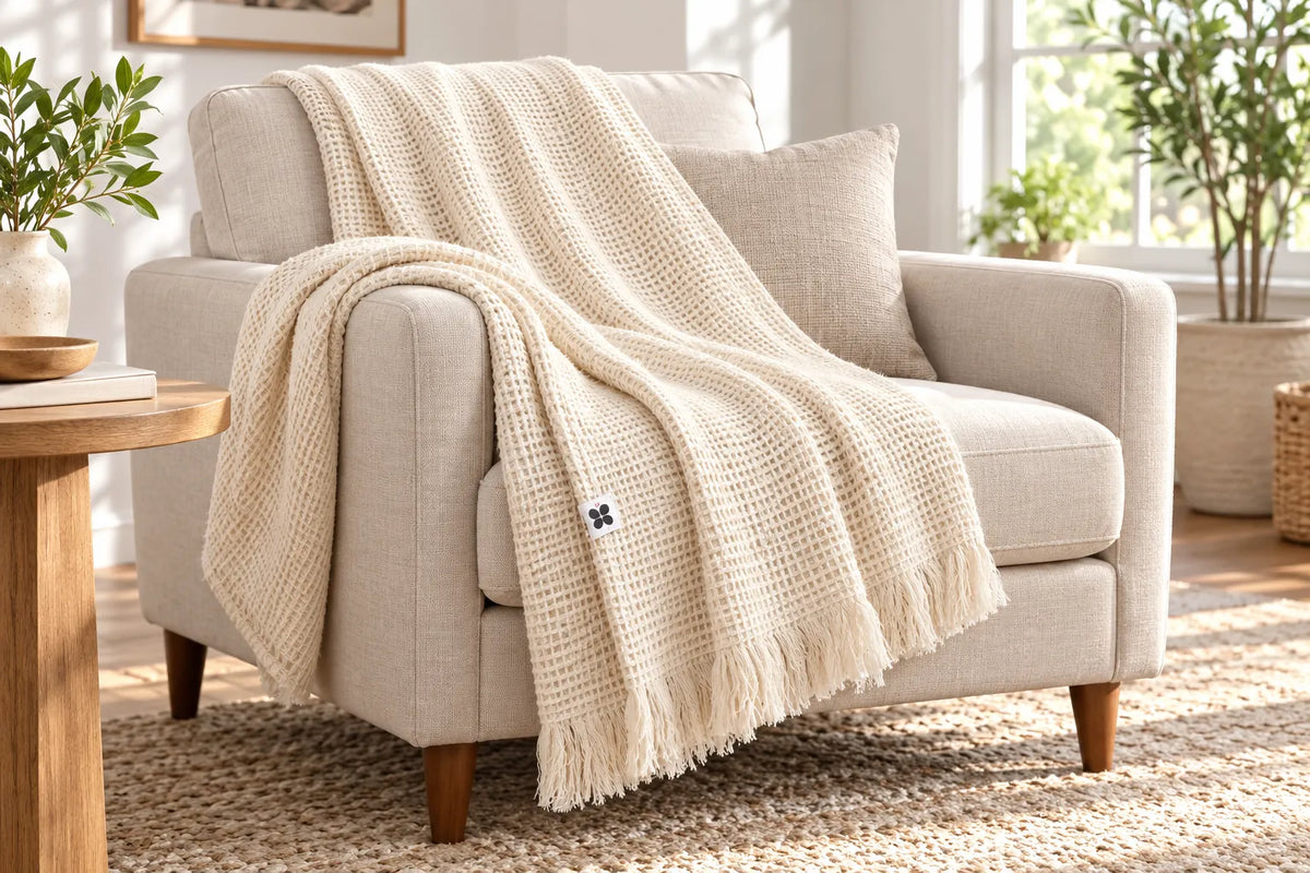 Plaid fauteuil 1 place : coton, laine, dimensions et choix