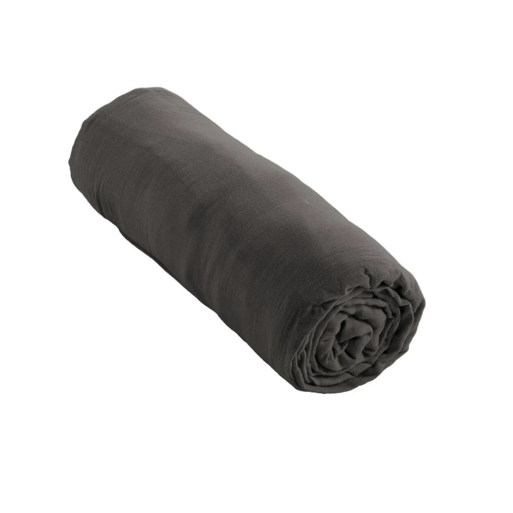 Drap housse 140 x 190 cm Gaze de coton unie GAÏA Granit by L'effet papillon