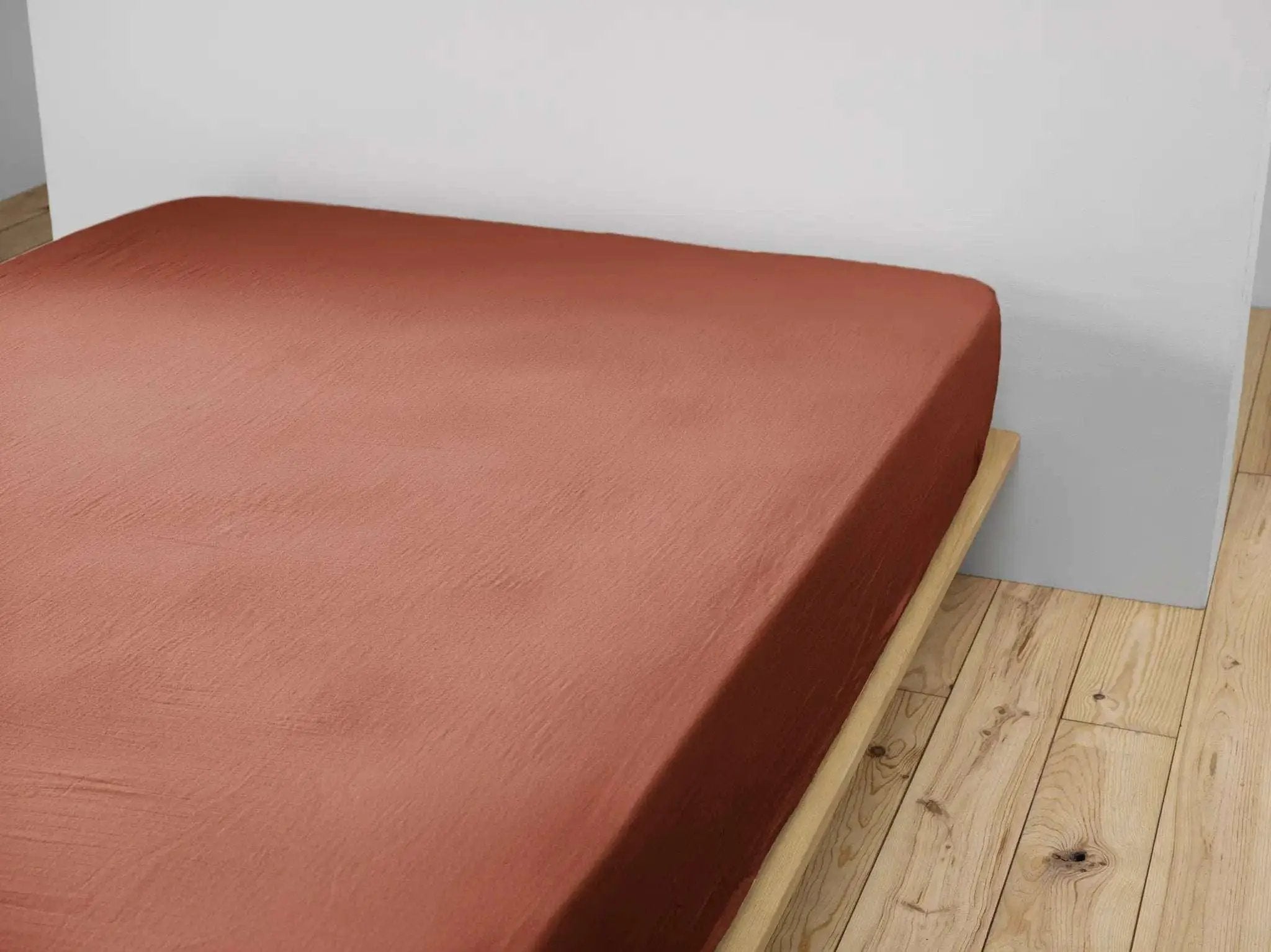 Drap housse Gaze de coton unie GAÏA Terracotta by L'effet papillon