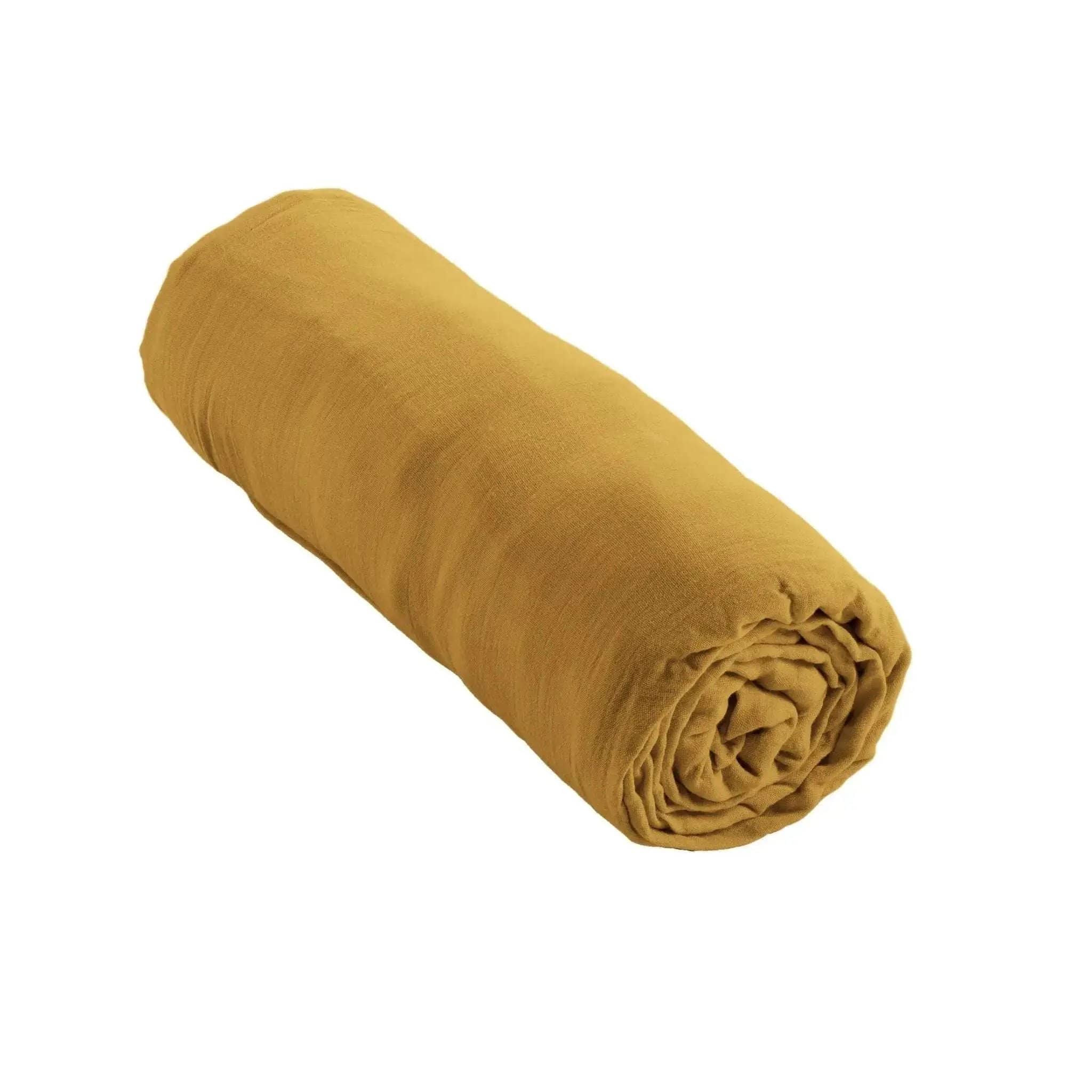 Drap housse Gaze de coton unie GAÏA Safran by L'effet papillon