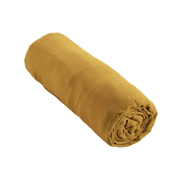 Drap housse Gaze de coton unie GAÏA Safran by L'effet papillon