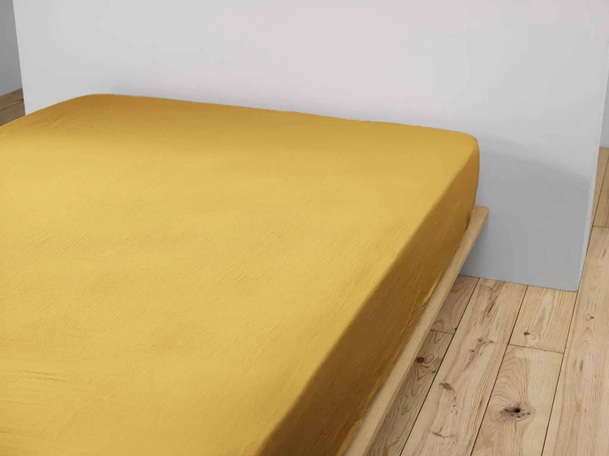 Drap housse Gaze de coton unie GAÏA Safran by L'effet papillon