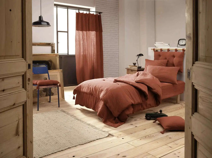 Drap housse Gaze de coton unie GAÏA Terracotta by L'effet papillon