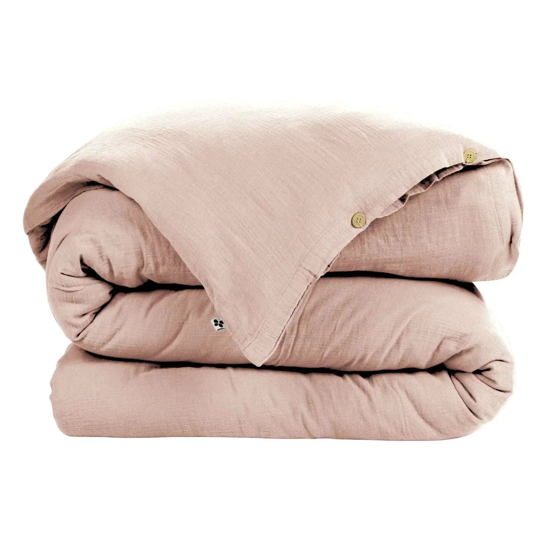 Housse de couette Gaze de coton unie GAÏA Guimauve by L'effet papillon