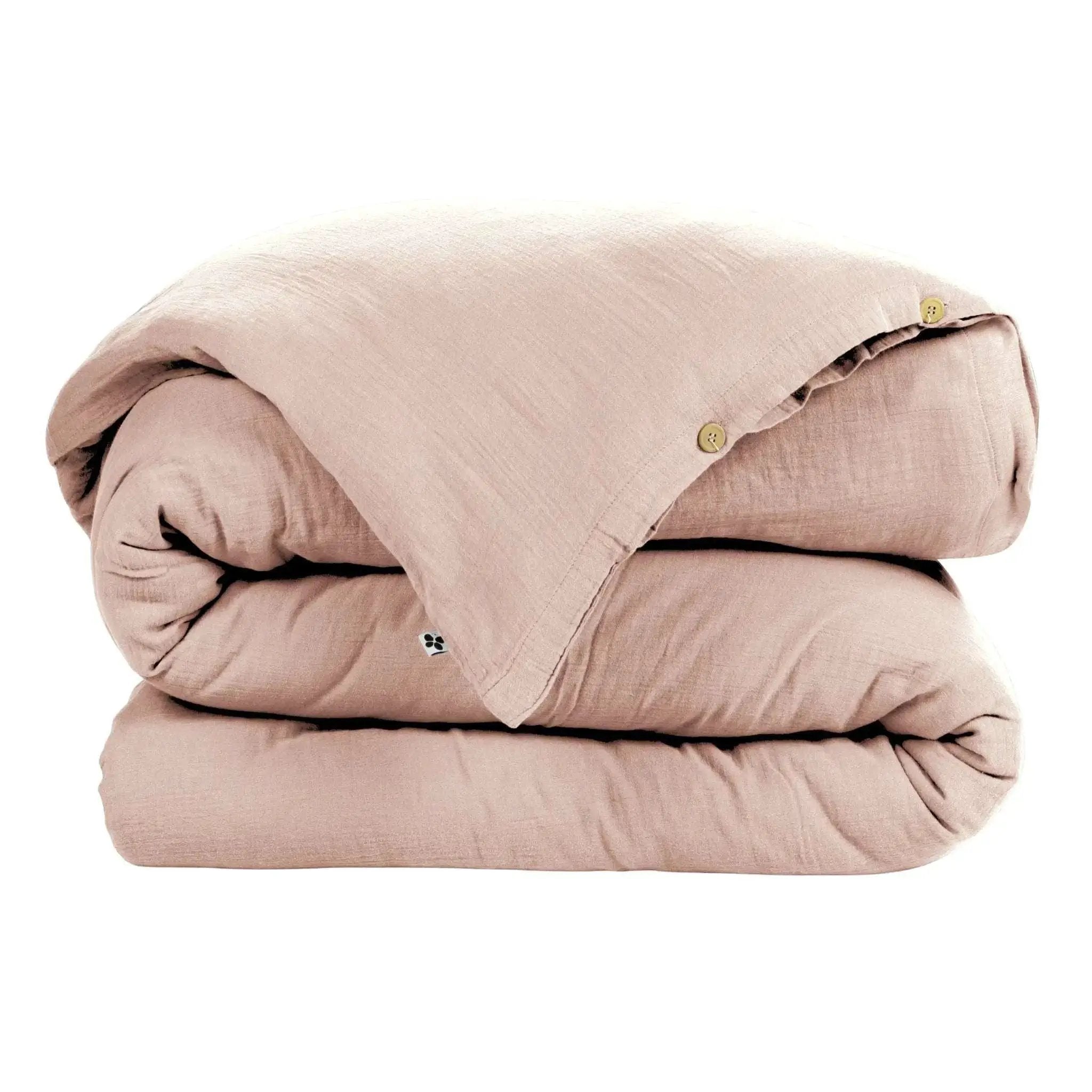Housse de couette Gaze de coton unie GAÏA Guimauve by L'effet papillon
