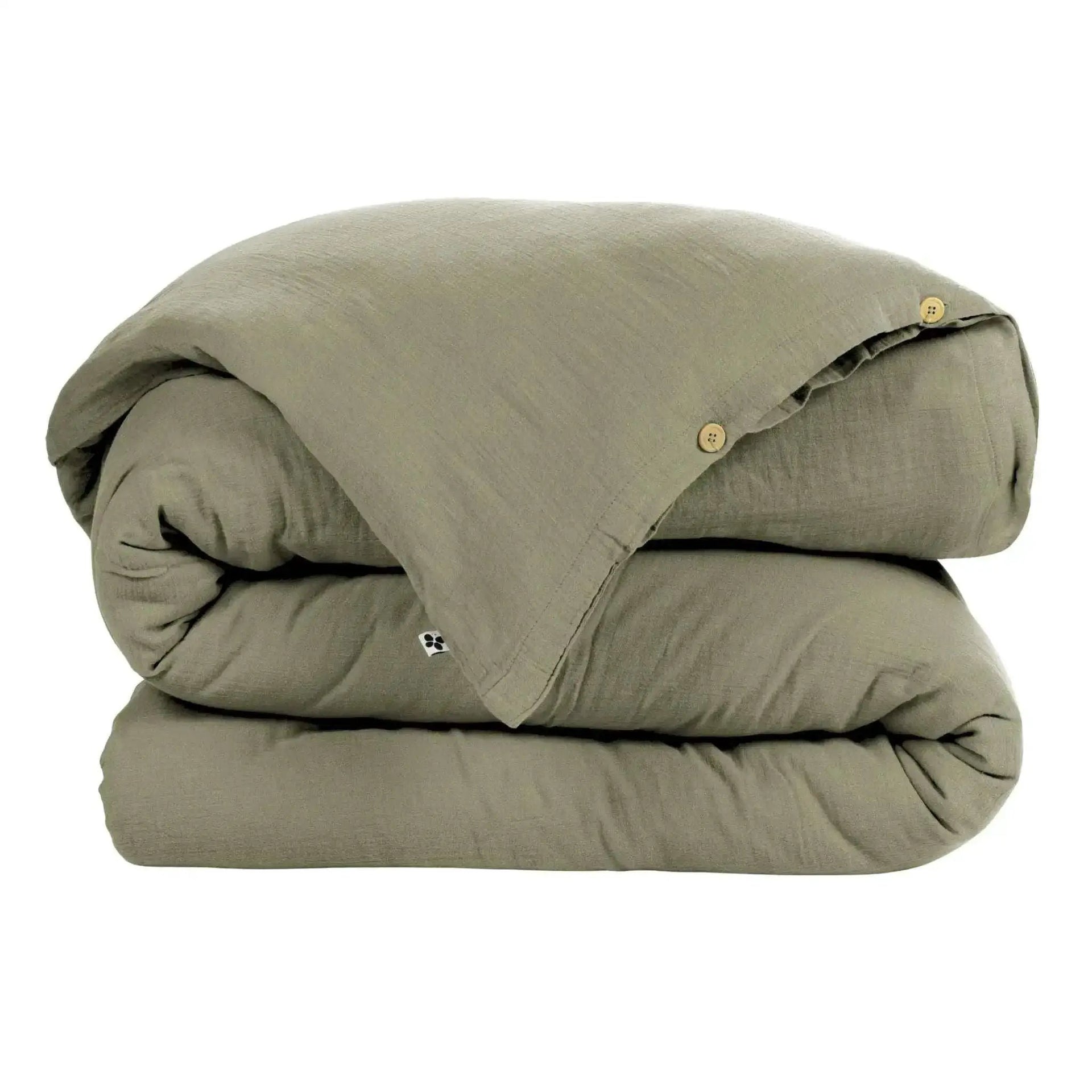 Housse de couette Gaze de coton unie GAÏA Romarin by L'effet papillon