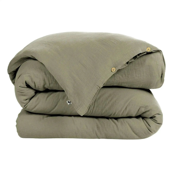 Housse de couette Gaze de coton unie GAÏA Romarin by L'effet papillon