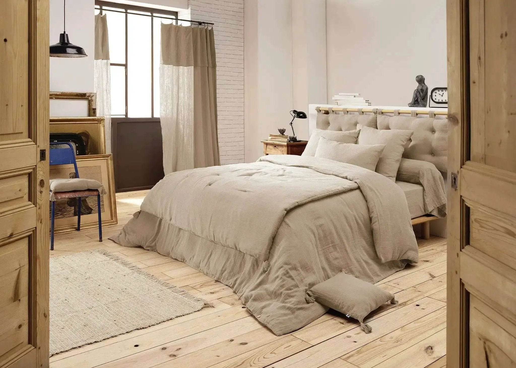 Housse de couette Gaze de coton unie GAÏA Ficelle by L'effet papillon