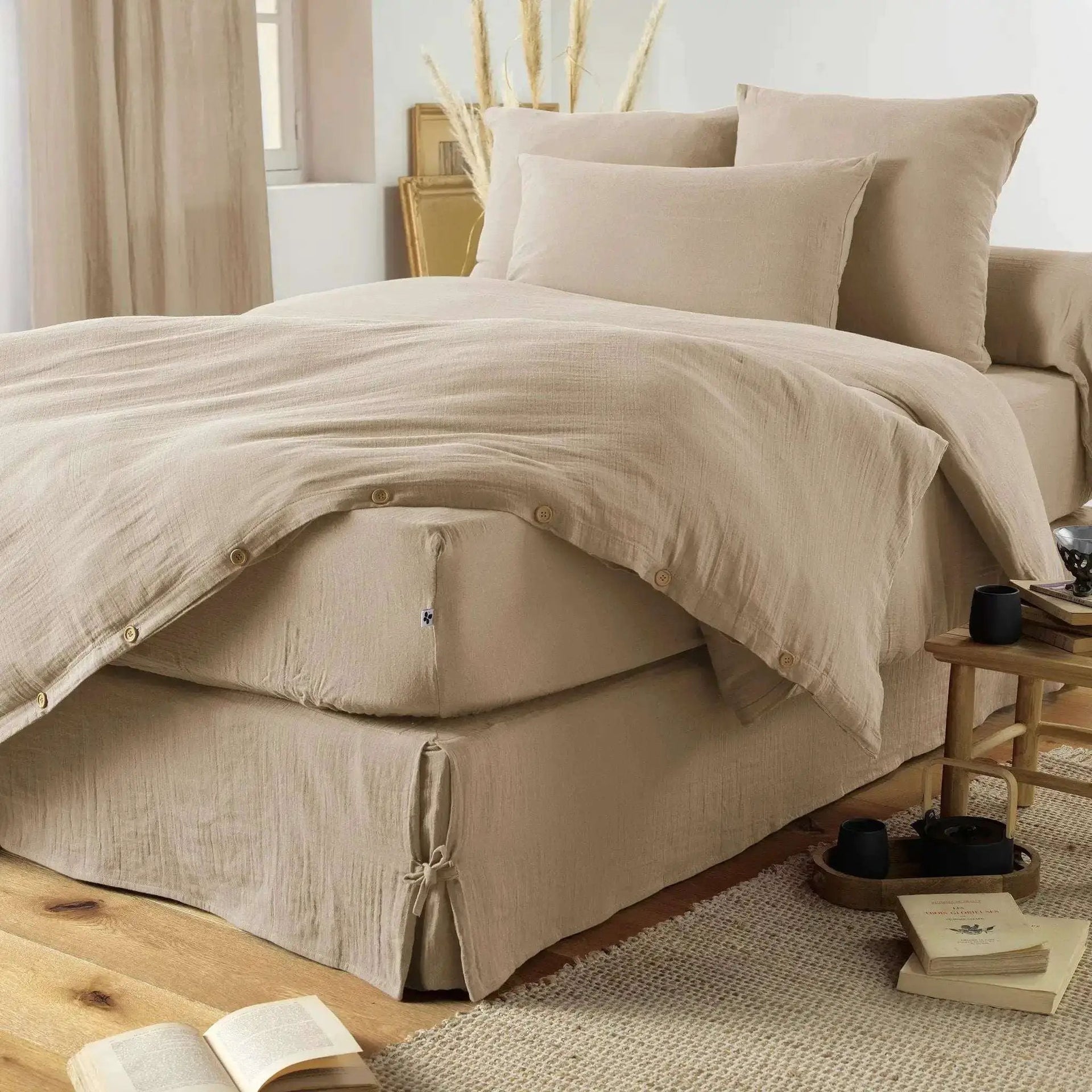 Housse de couette Gaze de coton unie GAÏA Ficelle by L'effet papillon