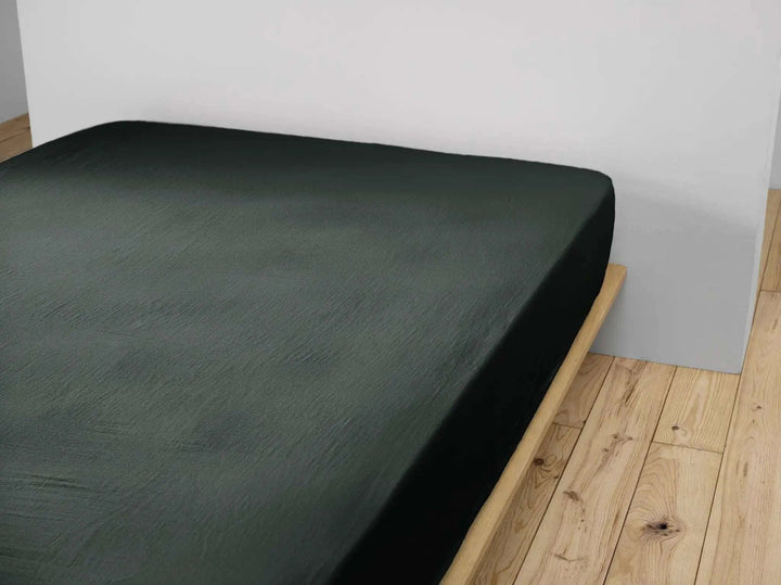 Drap housse Gaze de coton unie GAÏA Sapin by L'effet papillon