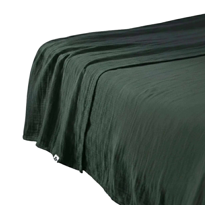 Drap plat Gaze de coton unie GAÏA Sapin by L'effet papillon