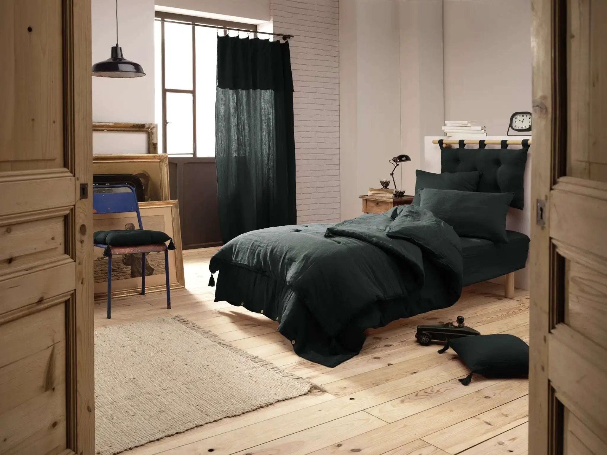 Housse de couette Gaze de coton unie GAÏA Sapin by L'effet papillon