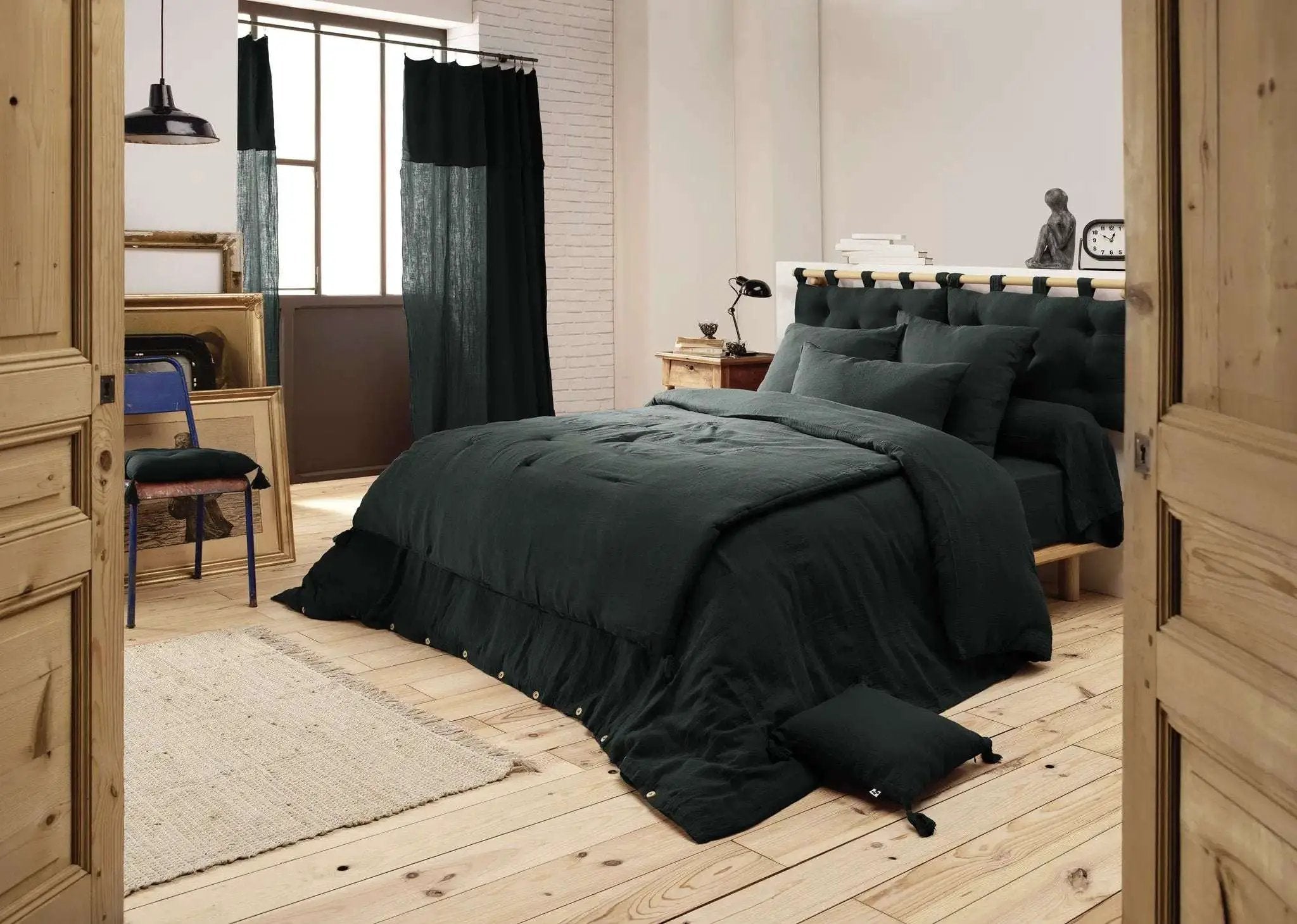Housse de couette Gaze de coton unie GAÏA Sapin by L'effet papillon