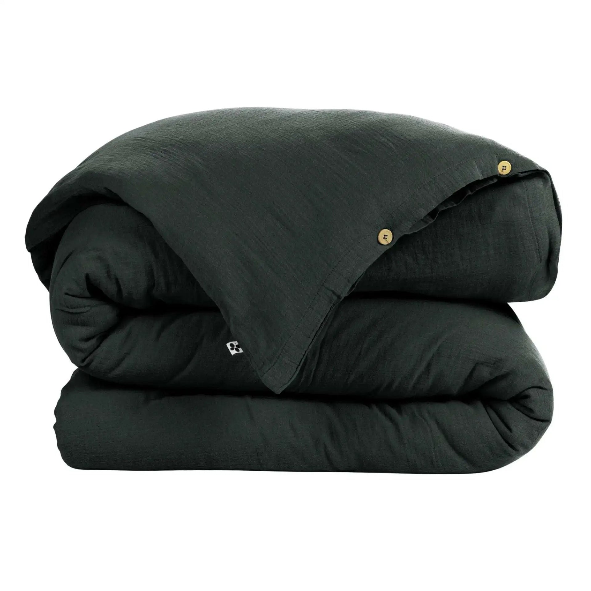 Housse de couette Gaze de coton unie GAÏA Sapin by L'effet papillon