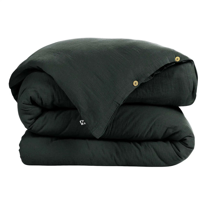 Housse de couette Gaze de coton unie GAÏA Sapin by L'effet papillon