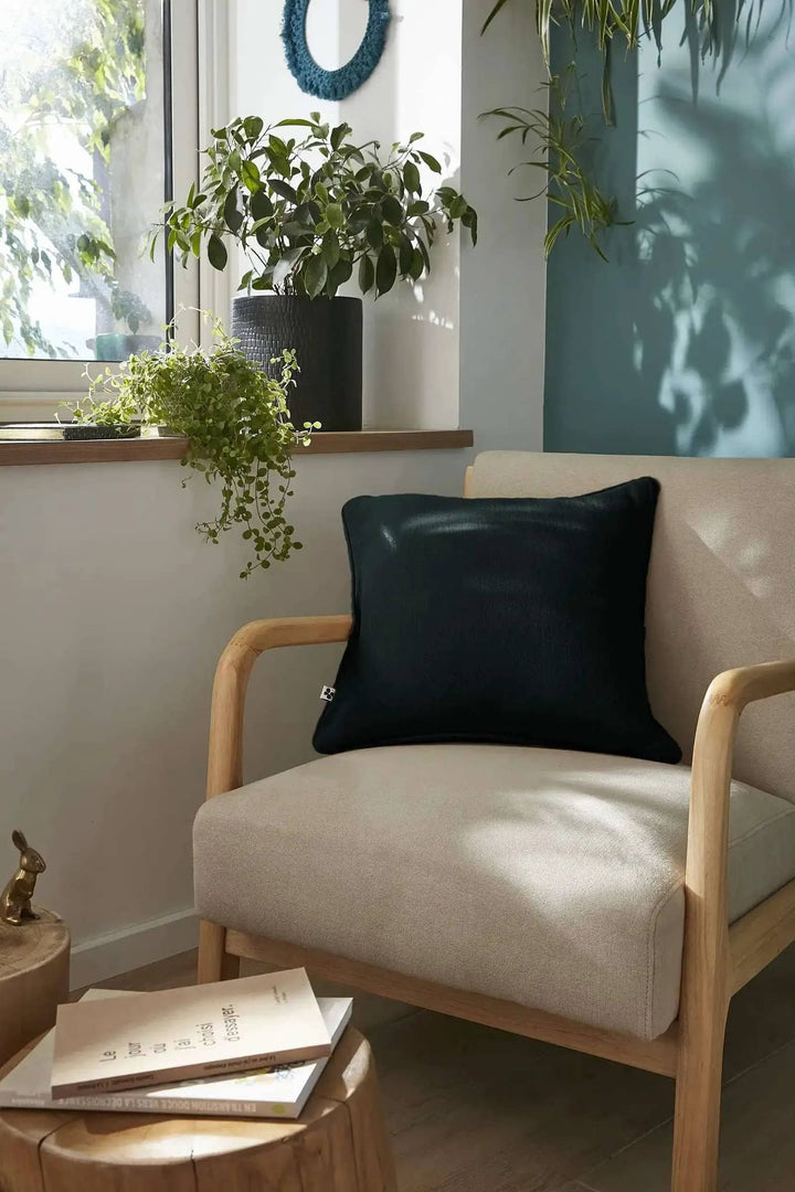 Coussin déhoussable avec passepoil Gaze de coton unie GAÏA Sapin by L'effet papillon