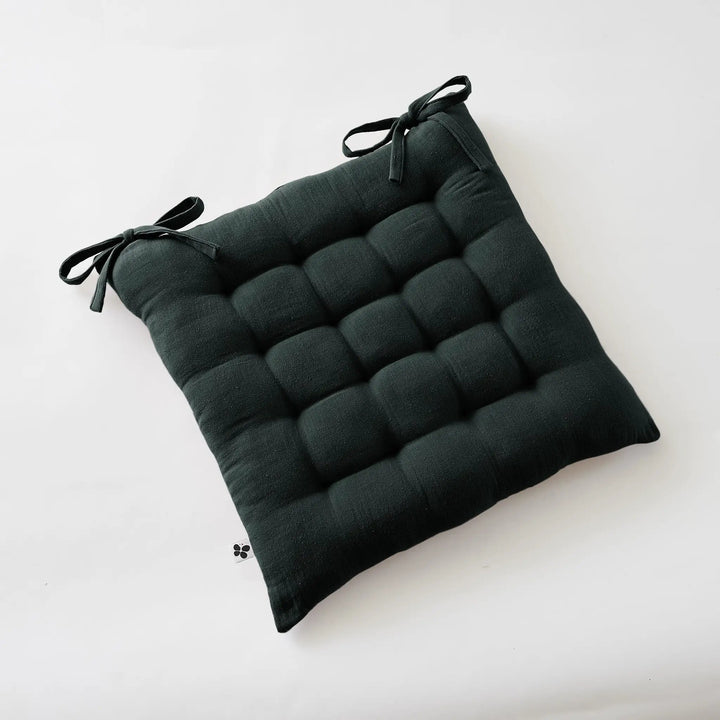Assise matelassée 16 points 40 x 40 cm Gaze de coton unie GAÏA Sapin by L'effet papillon