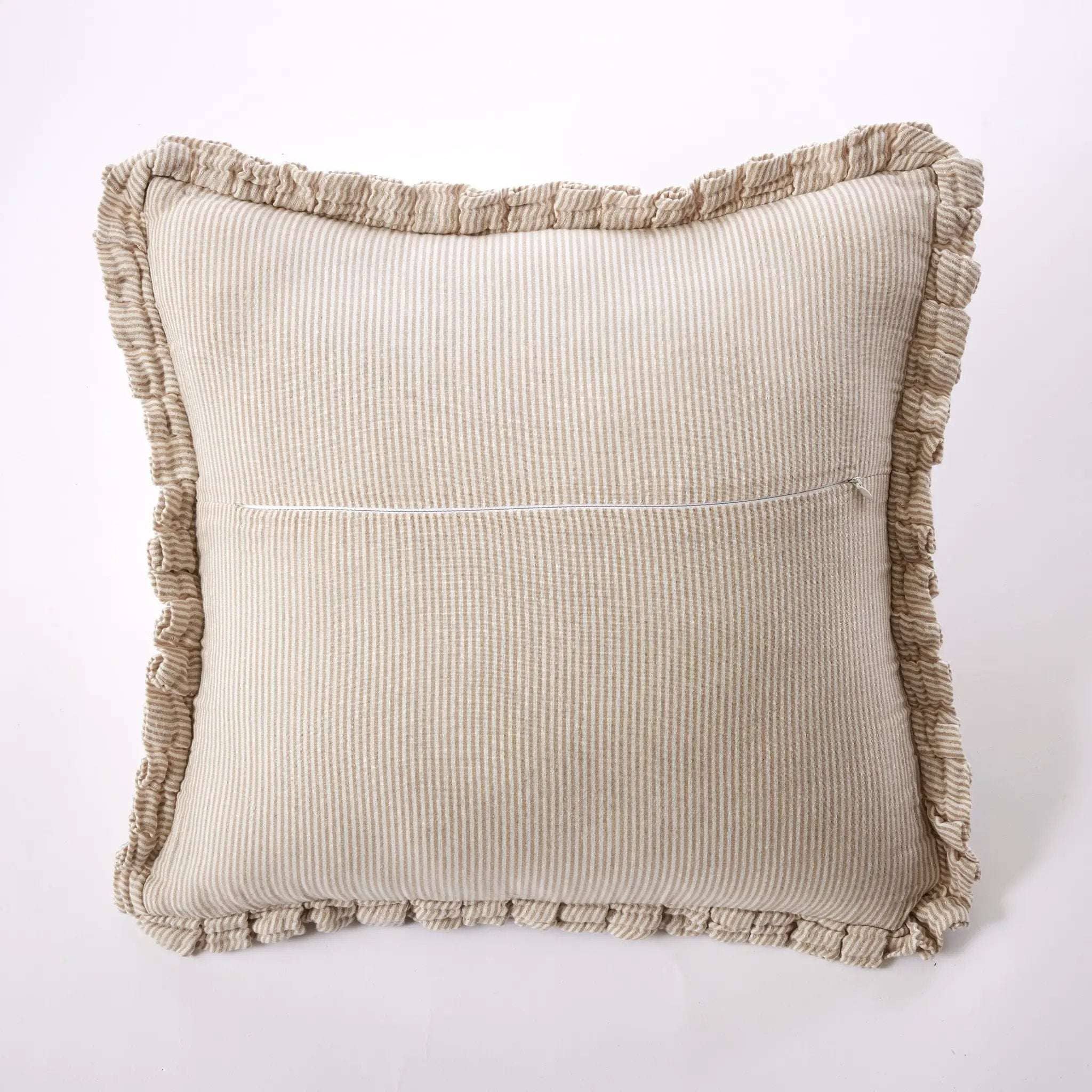 Coussin déhoussable avec passepoil 45 x 45 cm Gaze de coton tissée teinte ROMIE Ficelle by L'effet papillon