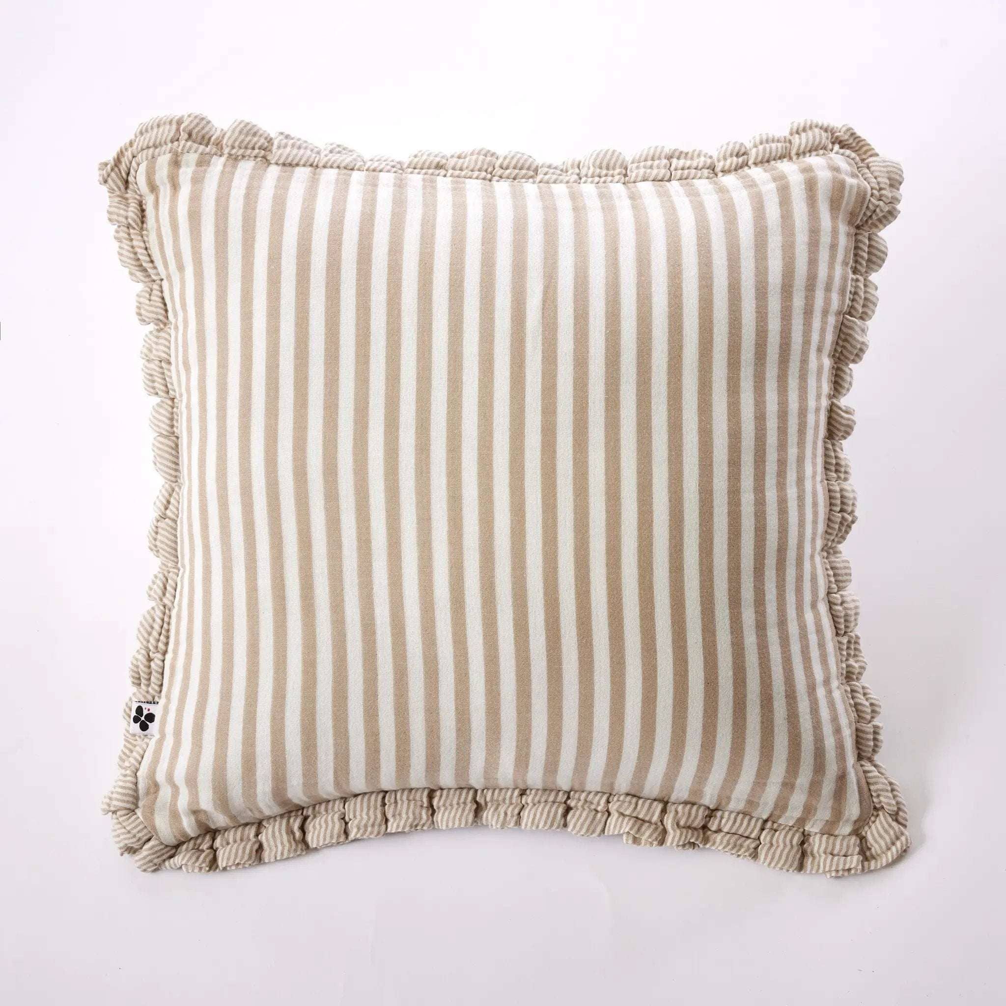 Coussin déhoussable avec passepoil 45 x 45 cm Gaze de coton tissée teinte ROMIE Ficelle by L'effet papillon