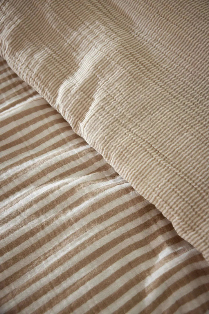 Housse de couette réversible Gaze de coton tissée teinte ROMIE Ficelle by L'effet papillon