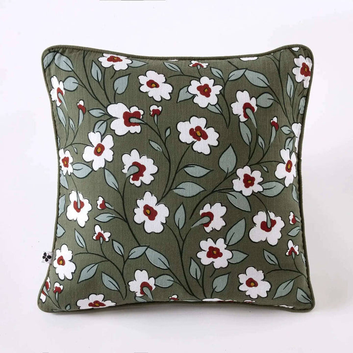 Coussin déhoussable avec passepoil 40 x 60 cm Gaze de coton imprimée FLORA by L'effet papillon