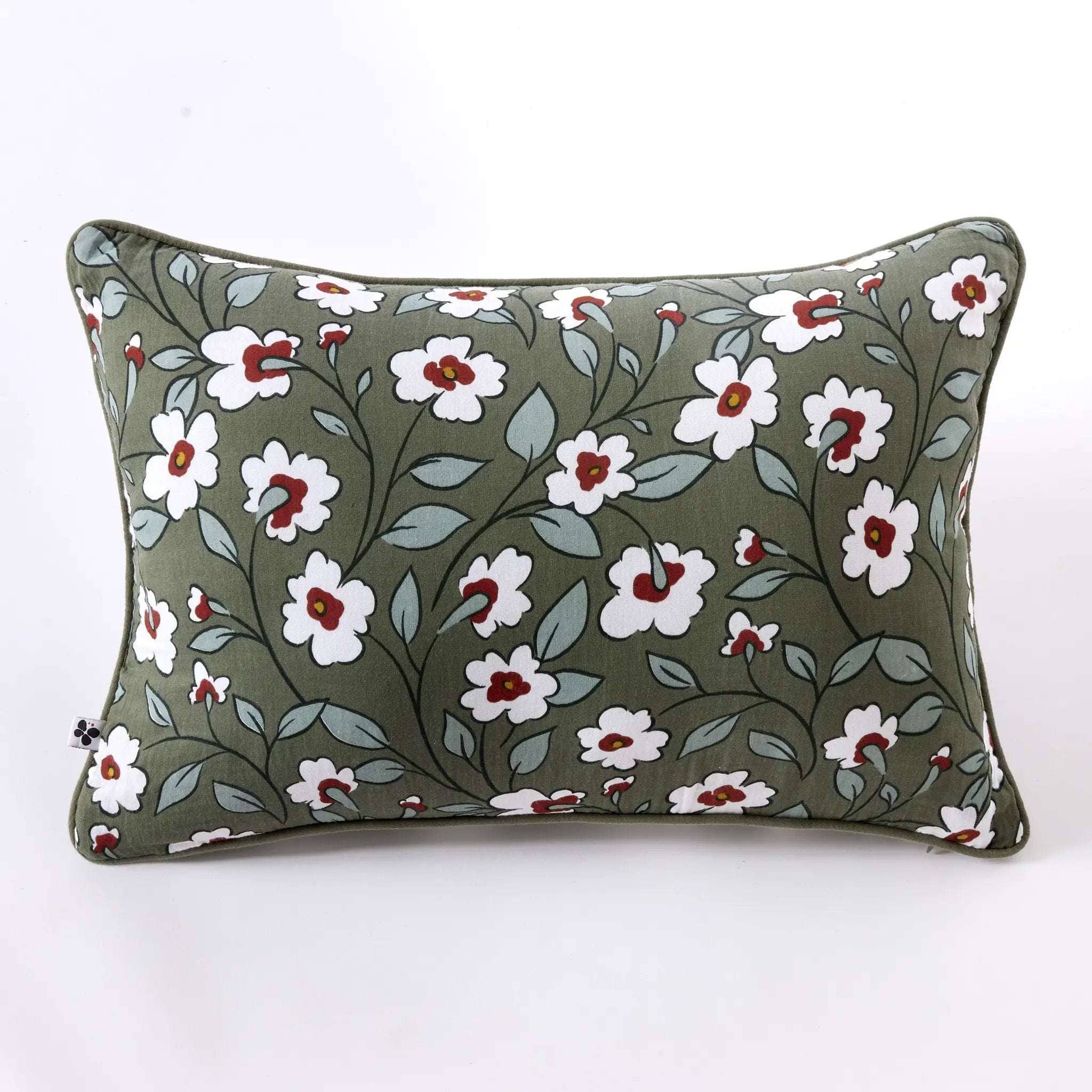 Coussin déhoussable avec passepoil 40 x 60 cm Gaze de coton imprimée FLORA by L'effet papillon