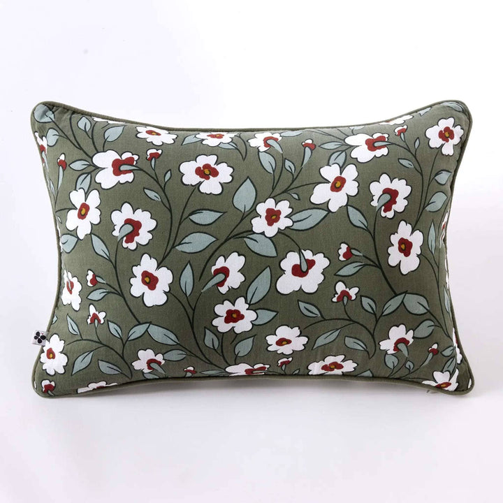 Coussin déhoussable avec passepoil 40 x 60 cm Gaze de coton imprimée FLORA by L'effet papillon