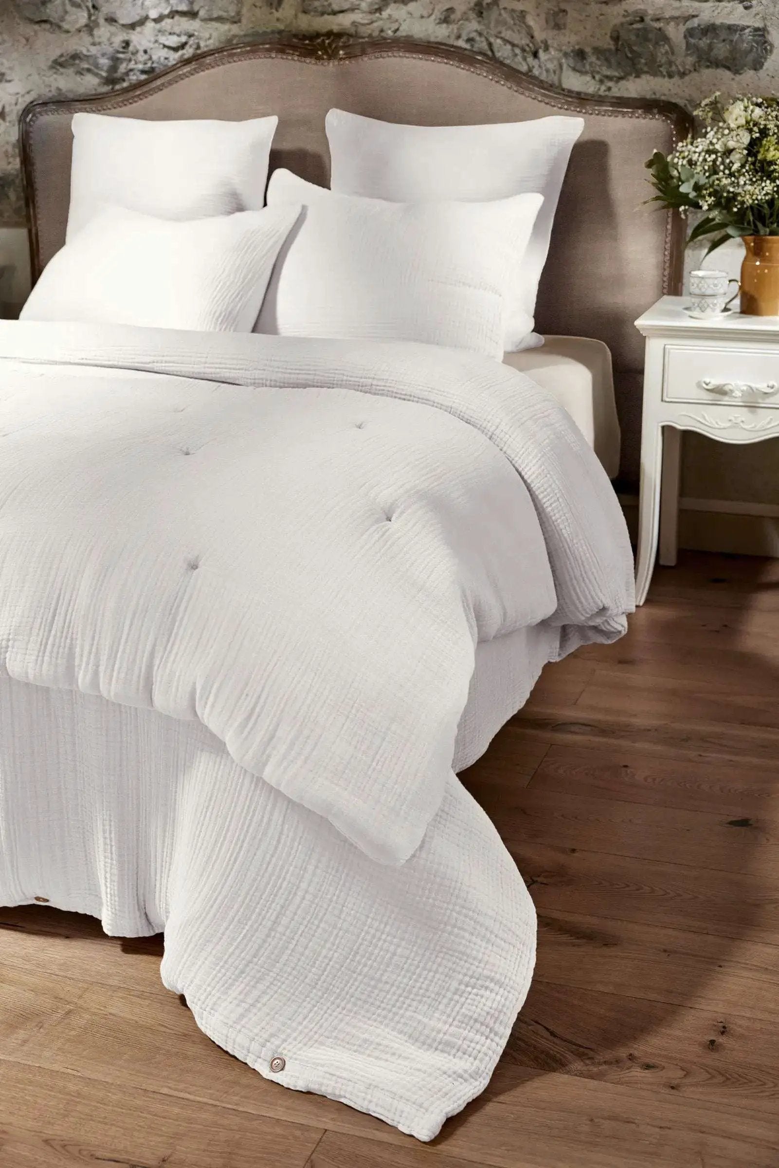 Bout de lit 90 x 220 cm Gaze de coton unie INA Chantilly by L'effet papillon