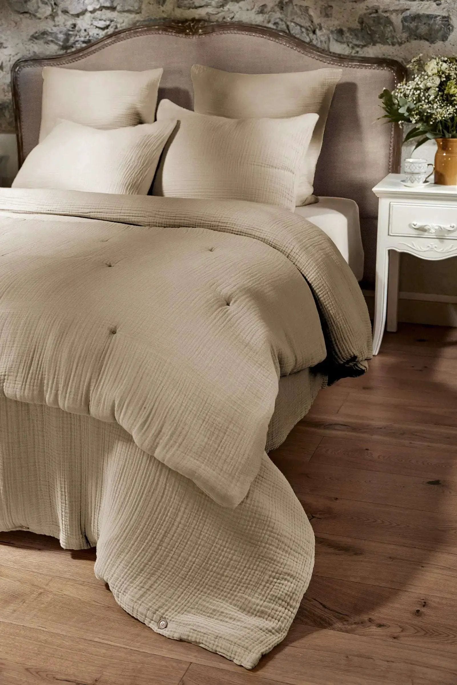 Bout de lit 90 x 220 cm Gaze de coton unie INA Ficelle by L'effet papillon