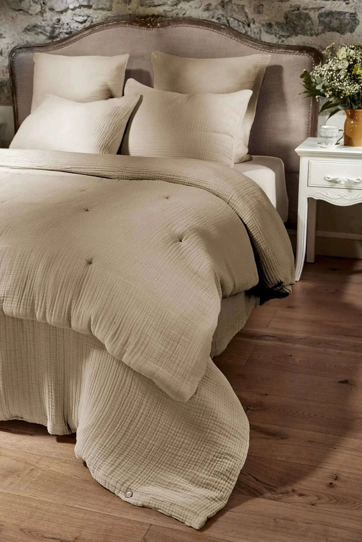 Bout de lit 90 x 220 cm Gaze de coton unie INA Ficelle by L'effet papillon