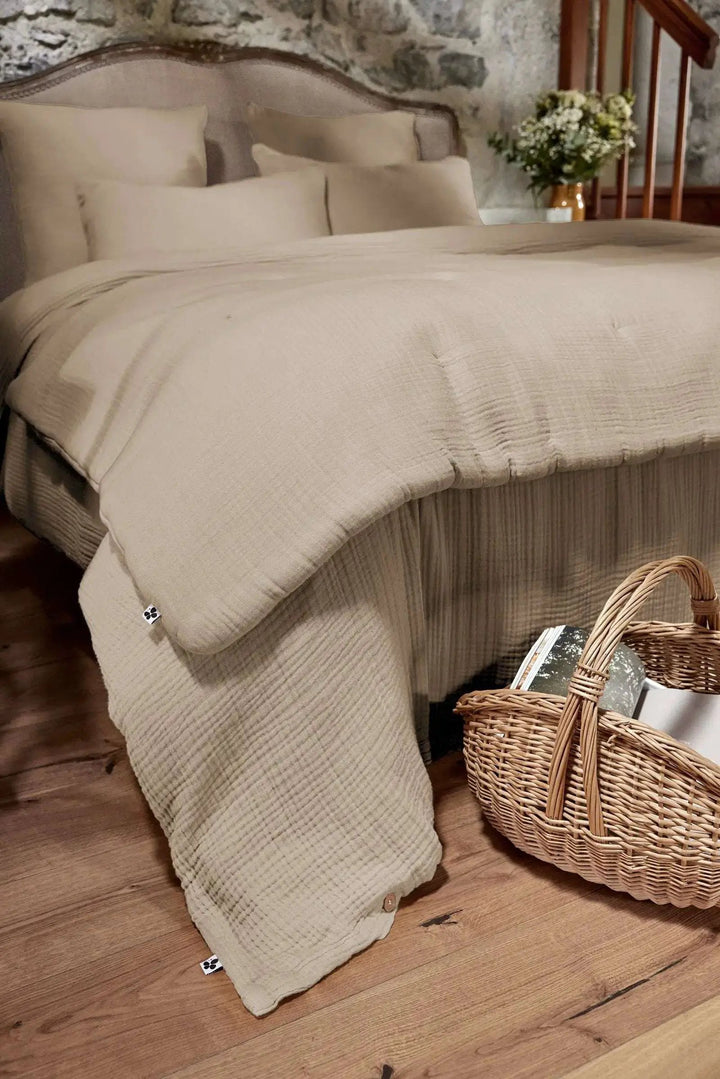 Bout de lit 90 x 220 cm Gaze de coton unie INA Ficelle by L'effet papillon
