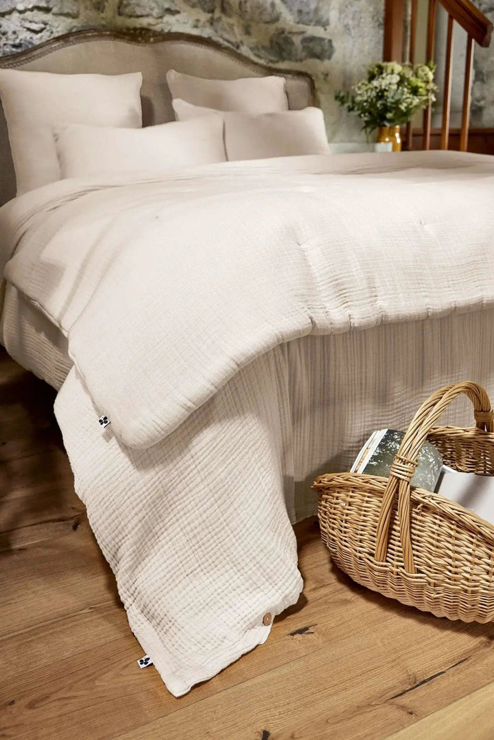 Bout de lit 90 x 220 cm Gaze de coton unie INA Pampa by L'effet papillon