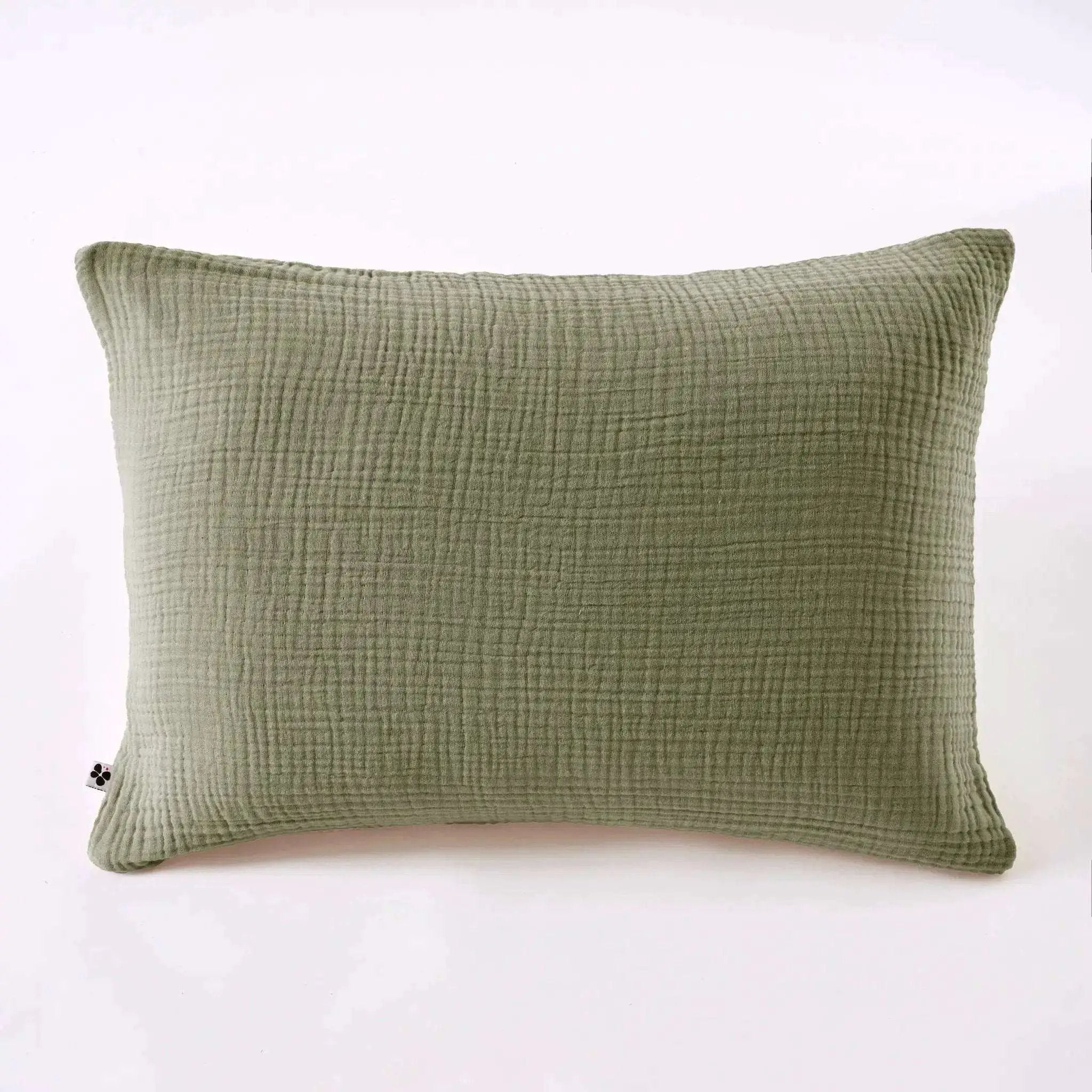 Taie d'oreiller Quadruple Gaze de coton unie INA Romarin by L'effet papillon