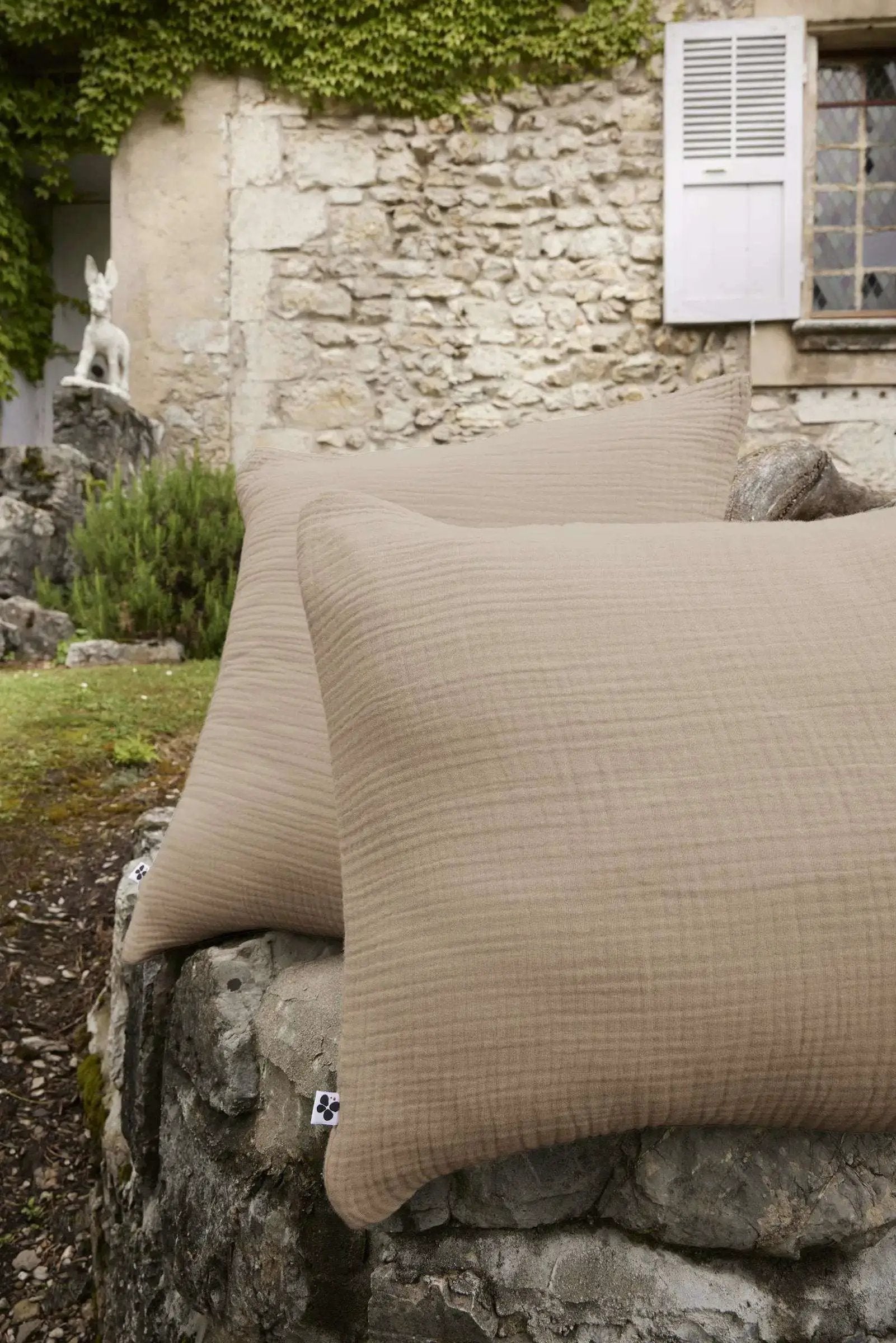 Taie d'oreiller Quadruple Gaze de coton unie INA Ficelle by L'effet papillon