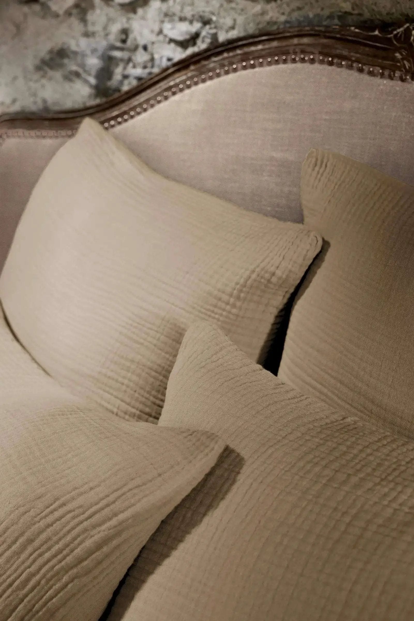 Taie d'oreiller Quadruple Gaze de coton unie INA Ficelle by L'effet papillon