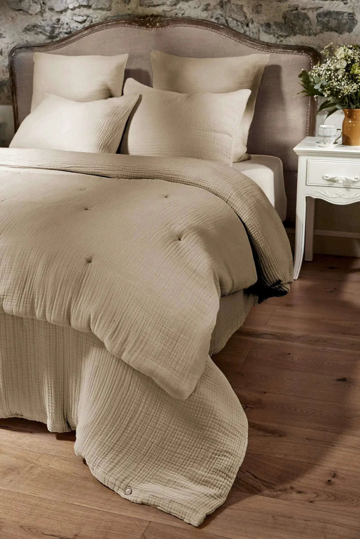 Housse de couette Gaze de coton unie INA Ficelle by L'effet papillon