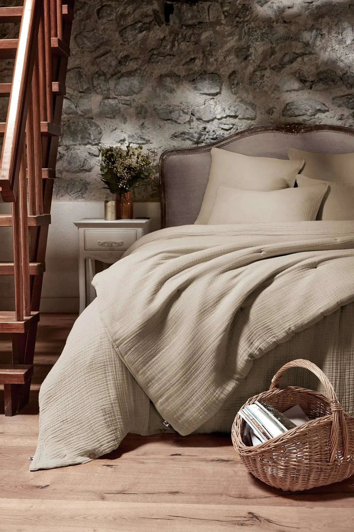 Housse de couette Gaze de coton unie INA Ficelle by L'effet papillon