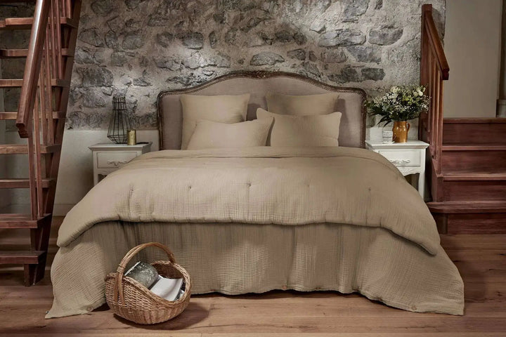 Housse de couette Gaze de coton unie INA Ficelle by L'effet papillon