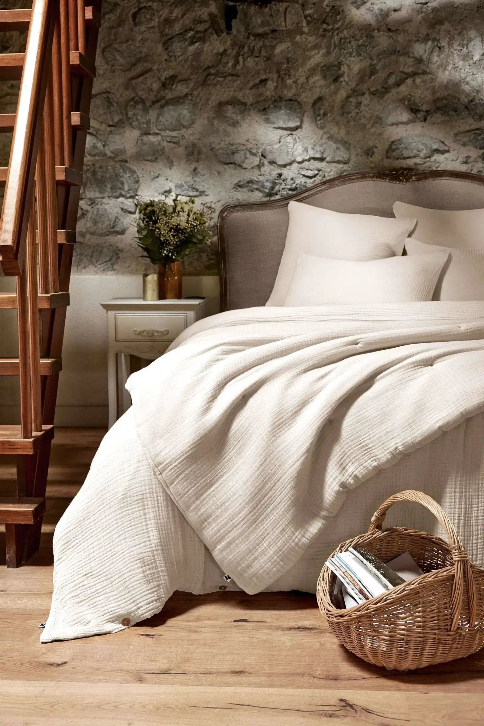 Housse de couette Quadruple Gaze de coton unie INA Pampa by L'effet papillon