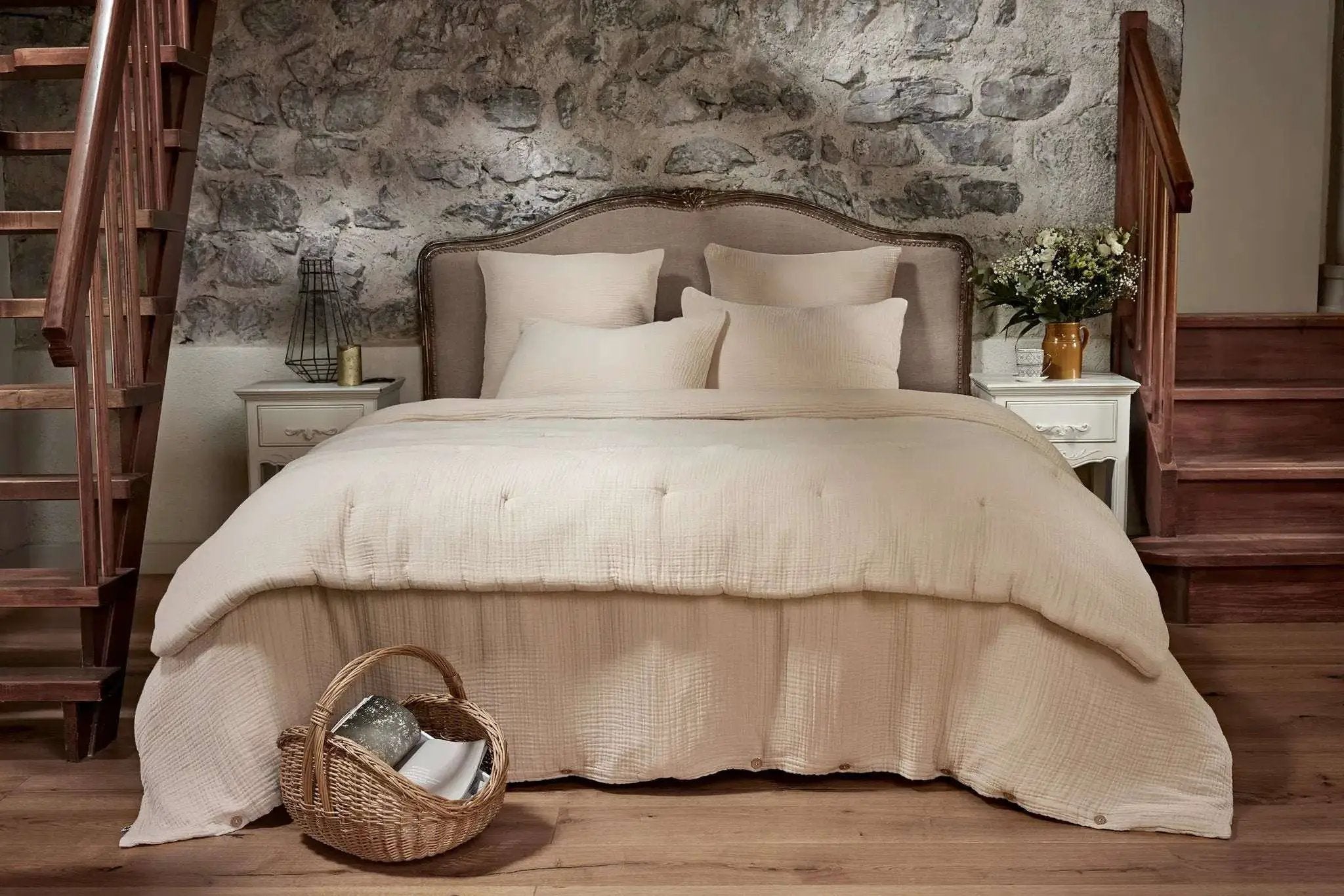 Housse de couette Quadruple Gaze de coton unie INA Pampa by L'effet papillon