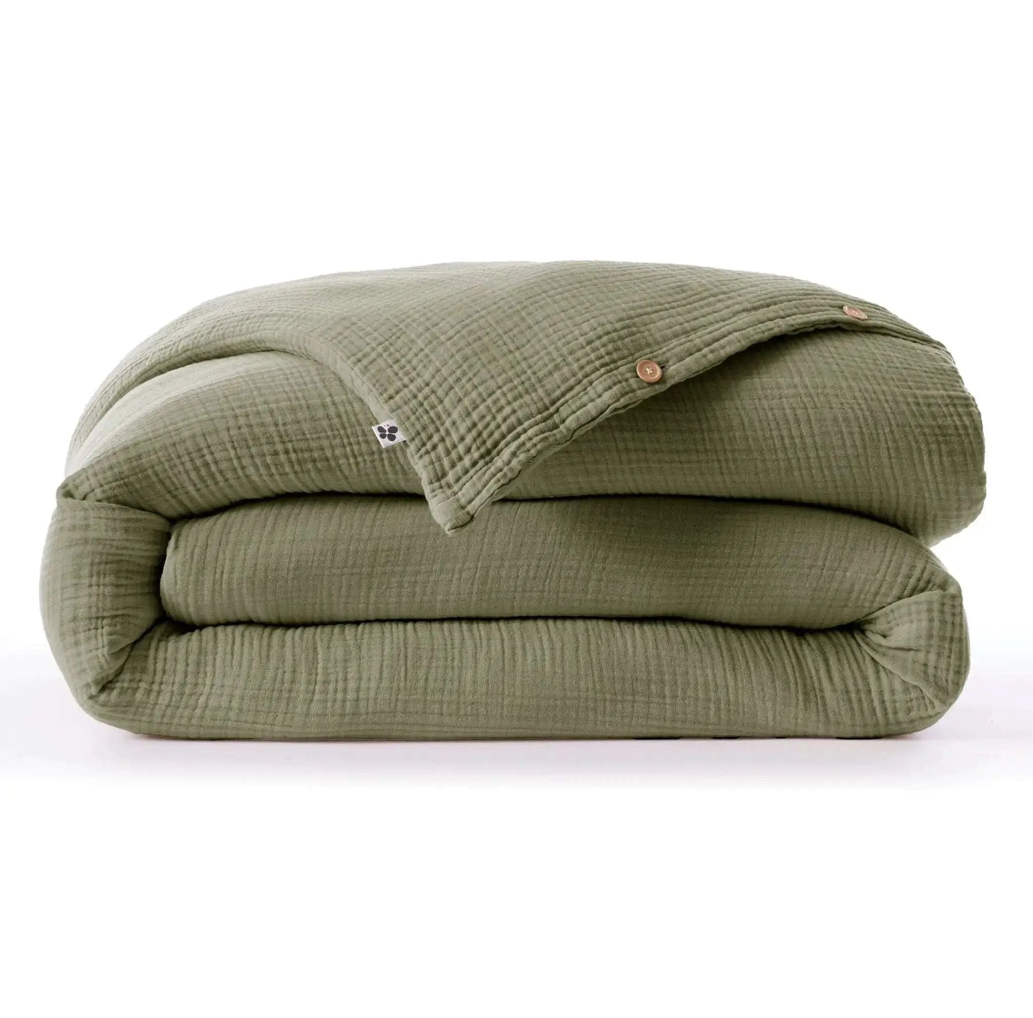 Housse de couette quadruple Gaze de coton unie INA Romarin by L'effet papillon
