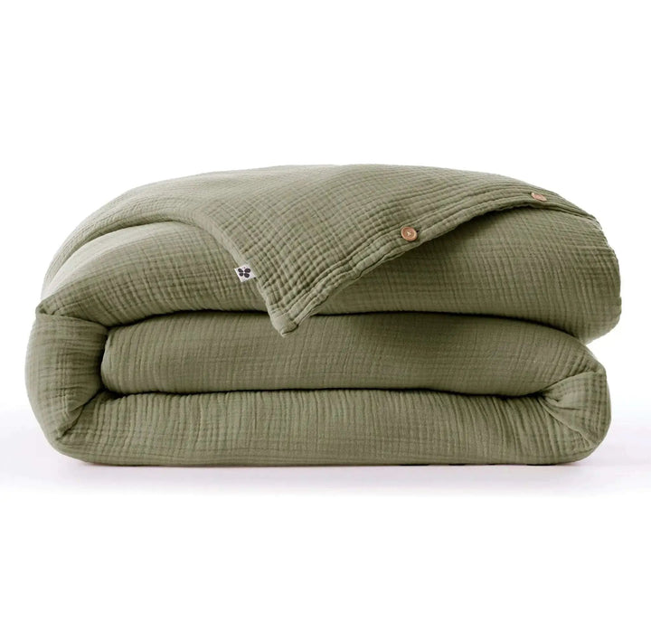 Housse de couette quadruple Gaze de coton unie INA Romarin by L'effet papillon