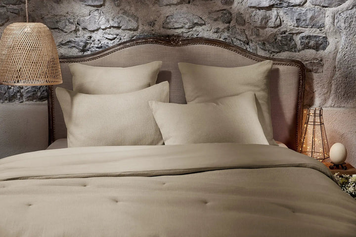 Housse de couette 240 x 220 cm Nid d'abeille uni ALMA Ficelle by L'effet papillon