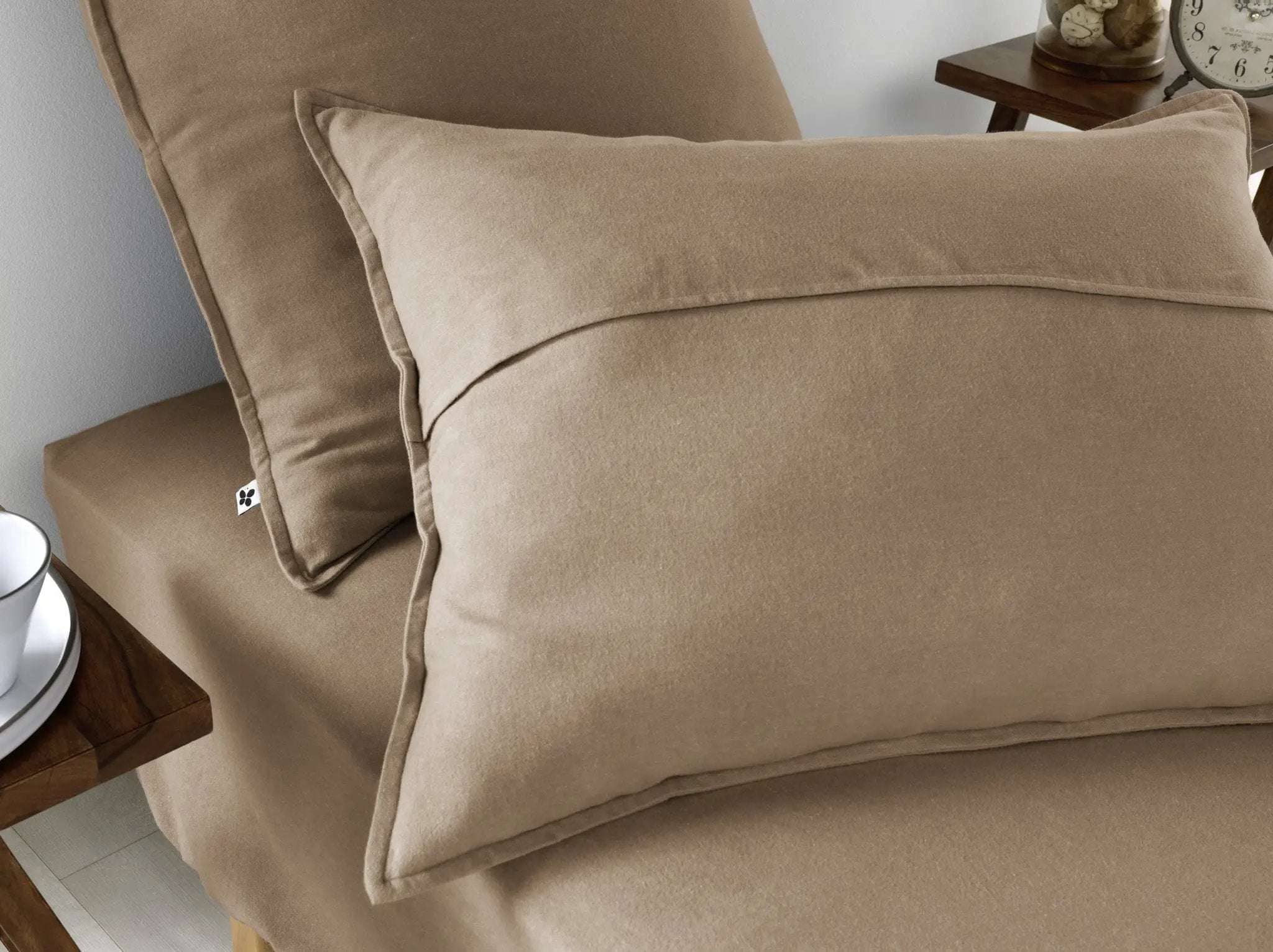 Taie d'oreiller 63 x 63 cm Flanelle unie CANDICE Ficelle by L'effet papillon