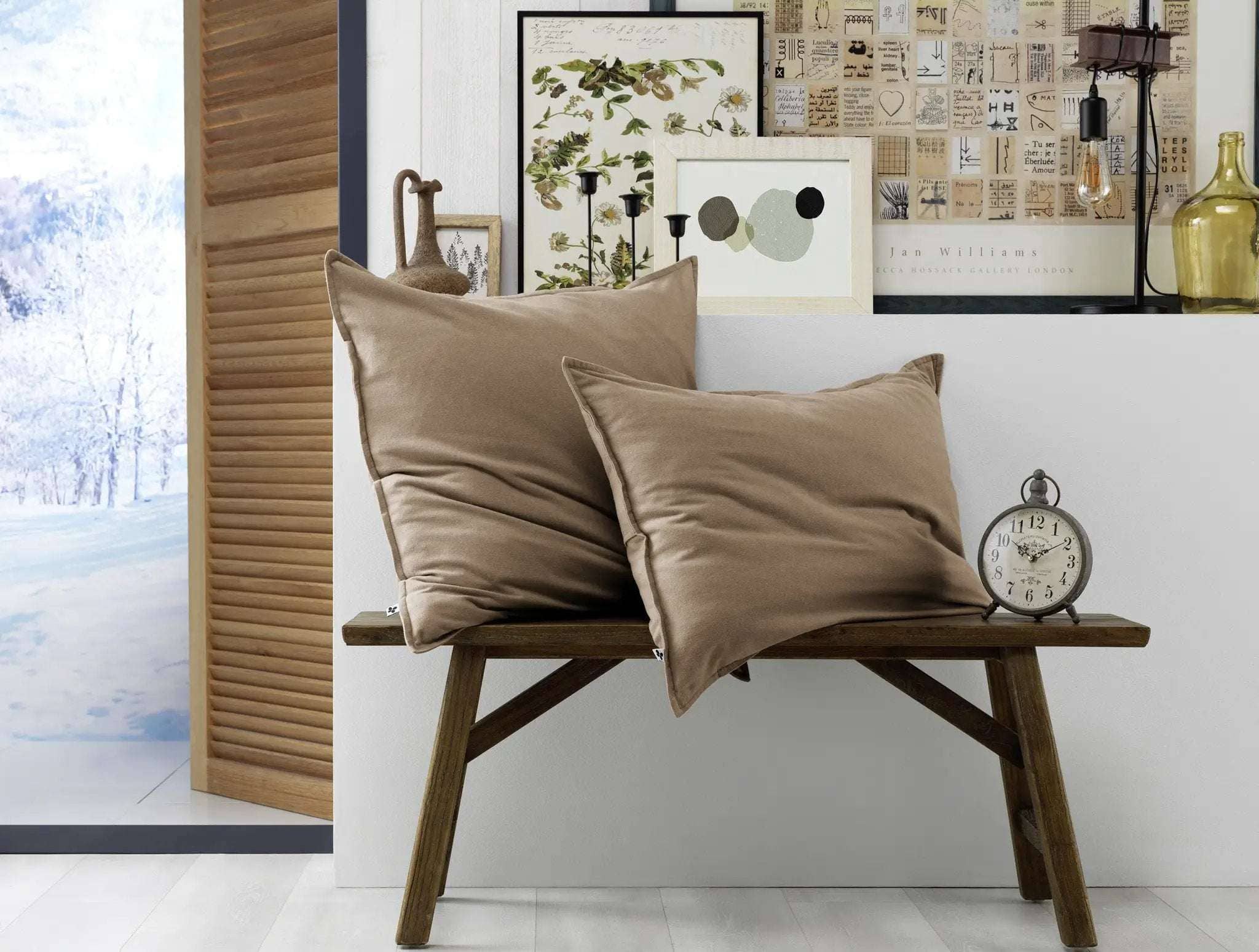 Taie d'oreiller 63 x 63 cm Flanelle unie CANDICE Ficelle by L'effet papillon