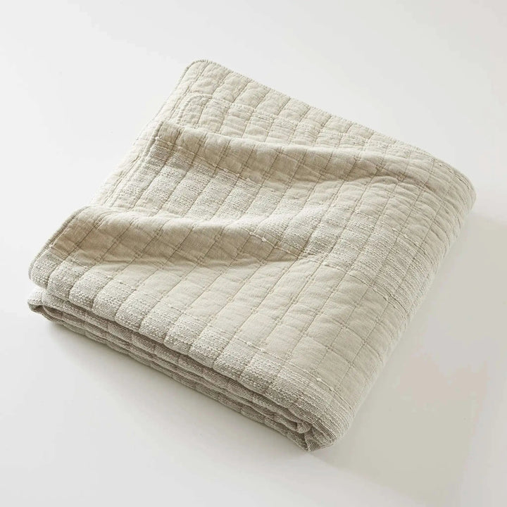 Jeté de lit 240 x 260 cm ZÉLIE Coton jacquard Sable by L'effet papillon