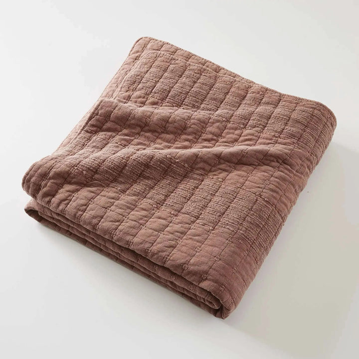 Jeté de lit 240 x 260 cm ZÉLIE Coton jacquard Terracotta by L'effet papillon