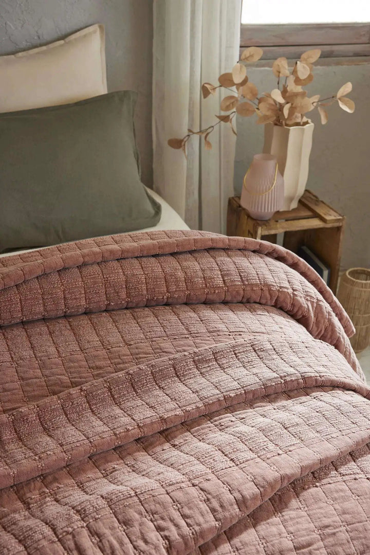 Jeté de lit 240 x 260 cm ZÉLIE Coton jacquard Terracotta by L'effet papillon