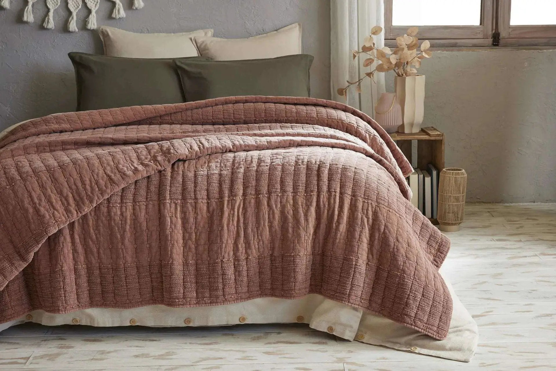 Jeté de lit 240 x 260 cm ZÉLIE Coton jacquard Terracotta by L'effet papillon