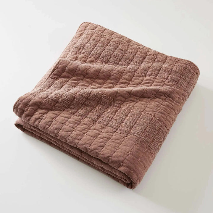 Jeté de lit 240 x 260 cm ZÉLIE Coton jacquard Terracotta by L'effet papillon